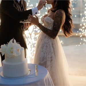 Strapless White Lace Bridal Gown for Women